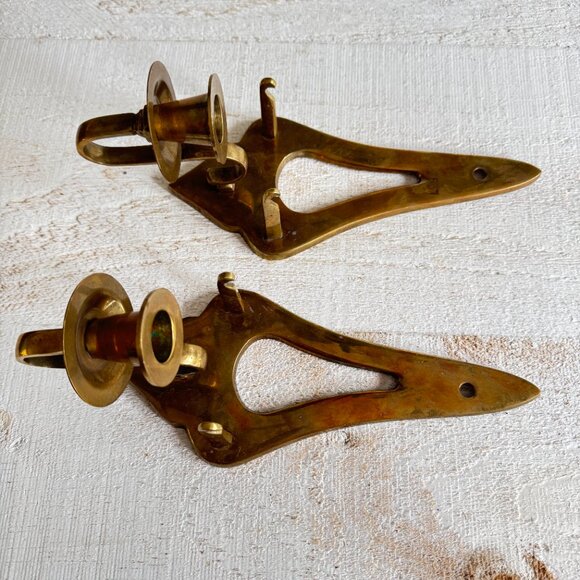 Vintage Brass Candlestick Sconces - Picture 3 of 12